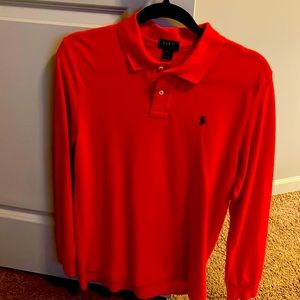RALPH LAUREN LIKE NEW  Ralph Lauren red-orange long sleeved polo.  Boys size XL.